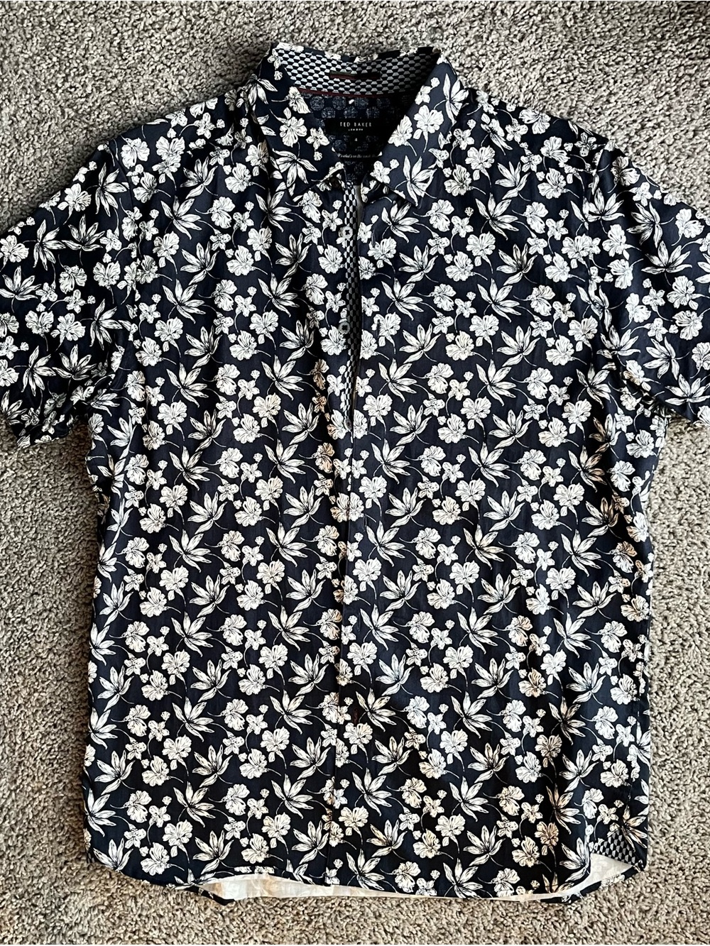 Ted Baker Navy and White Floral Shirt
